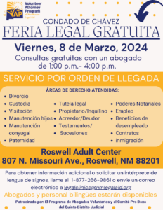 March 8, 2024 Roswell Legal Fair Flyer (spanish)