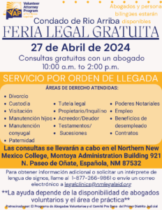 April 27, 2024 Rio Arriba Legal Fair Spanish