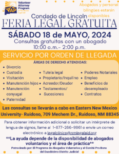 May 18, 2024 Ruidoso Legal Fair Flyer Spanish