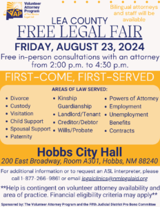 08-23-2024 Lea County Legal Fair flyer English
